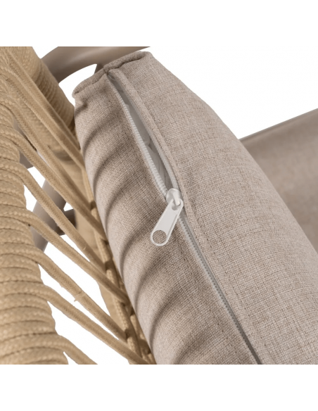 Conjunto Benidorm, 2 cadeirões, sofá de 2 lugares e mesa de centro em alumínio bege