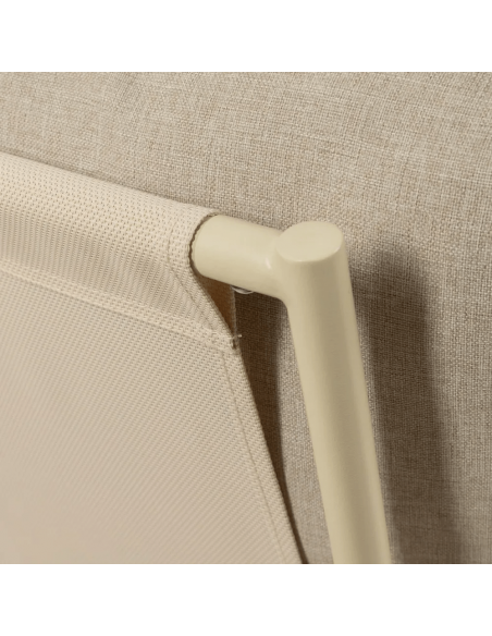 Conjunto ext Benicarlo, 2 cadeirões, sofá de 2 lugares e mesa de centro em aço bege