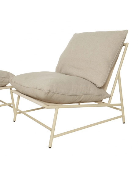 Set ext BENICARLÓ, 2 sillones, sofa de 2 plazas y mesa centro en acero beige