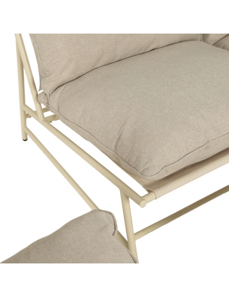 Set ext BENICARLÓ, 2 sillones, sofa de 2 plazas y mesa centro en acero beige