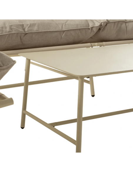 Set ext BENICARLÓ, 2 sillones, sofa de 2 plazas y mesa centro en acero beige