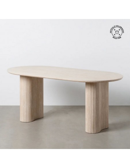 Mesa de comedor oval LUCCA 180 x 90 en look Travertino
