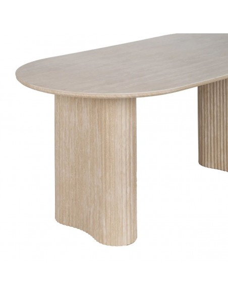 Mesa de jantar oval Lucca 180 x 90 em aspeto Travertino
