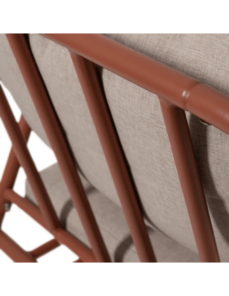 Conjunto outdoor PUIG, 2 poltronas, sofá de 2 lugares e mesa de centro em aço terracota