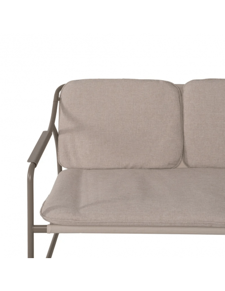 Conjunto outdoor SORELLS, 2 poltronas, sofá de 2 lugares e mesa de centro em aço bege