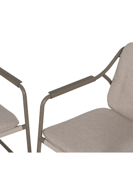 Conjunto outdoor SORELLS, 2 poltronas, sofá de 2 lugares e mesa de centro em aço bege