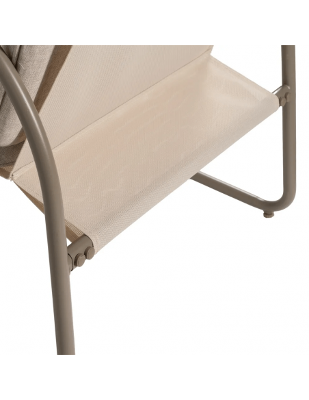 Conjunto outdoor SORELLS, 2 poltronas, sofá de 2 lugares e mesa de centro em aço bege