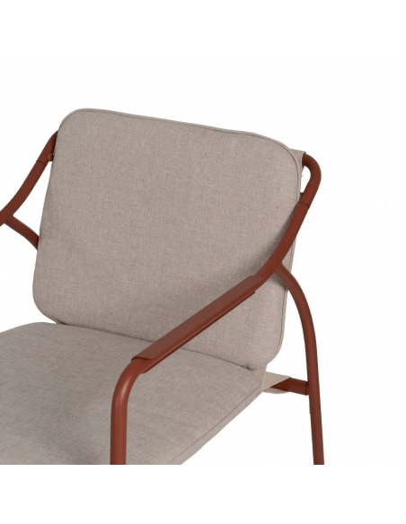 Conjunto outdoor SORELLS, 2 poltronas, sofá de 2 lugares e mesa de centro em aço terracota