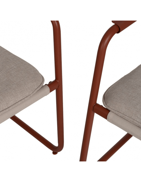 Set ext SORELLS, 2 sillones, sofa de 2 plazas y mesa centro en acero terracota