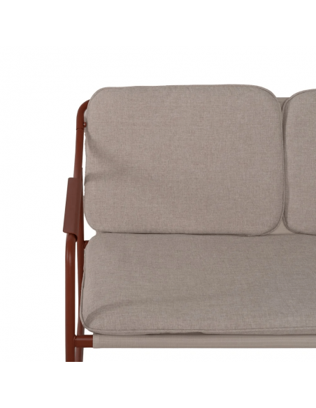 Conjunto outdoor SORELLS, 2 poltronas, sofá de 2 lugares e mesa de centro em aço terracota