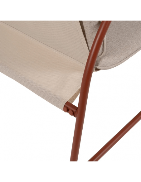 Conjunto outdoor SORELLS, 2 poltronas, sofá de 2 lugares e mesa de centro em aço terracota