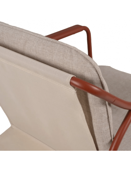 Conjunto outdoor SORELLS, 2 poltronas, sofá de 2 lugares e mesa de centro em aço terracota