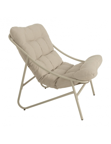 Set ext PUZOL, 2 sillones y mesa centro en acero beige