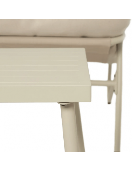 Conjunto outdoor PUZOL, 2 poltronas e mesa de centro em aço bege