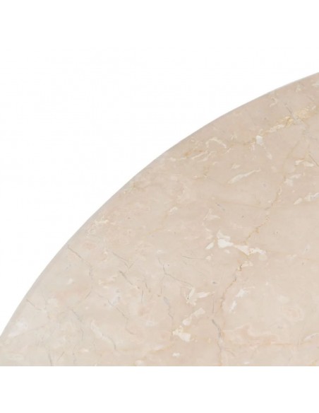 Mesa de jantar redonda GISELL 120, mármore creme e madeira