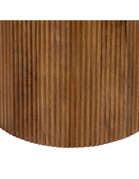 Mesa de jantar redonda GISELL 120, mármore creme e madeira