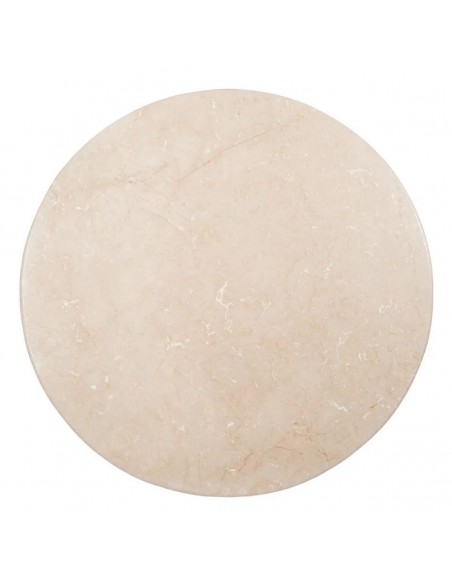 Mesa de jantar redonda GISELL 120, mármore creme e madeira