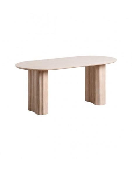 Mesa de jantar oval Lucca 180 x 90 em aspeto Travertino