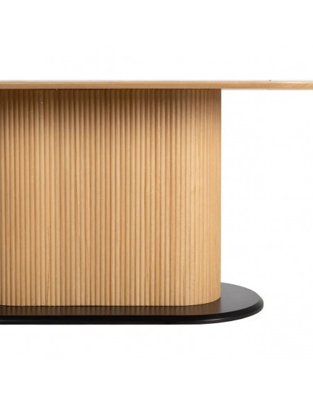 Mesa de jantar oval BREZO 180 x 90 folheado de carvalho e cerâmica tipo mármore