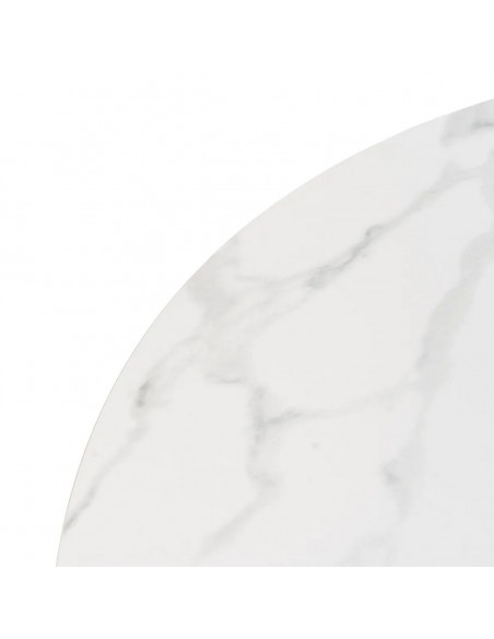 Mesa comedor redonda DALIA 120, cerámica símil mármol, base metal