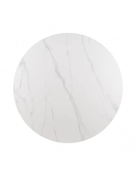 Mesa de jantar redonda DALIA 120, cerâmica tipo mármore, base metálica