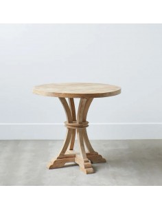 Mesa redonda colonial GAZA 85, madera mango blanco rozado 2