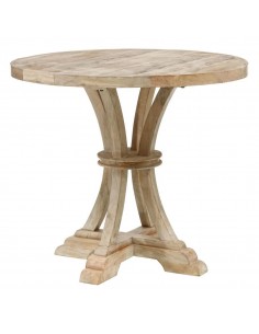 Mesa redonda colonial GAZA 85, madera mango blanco rozado
