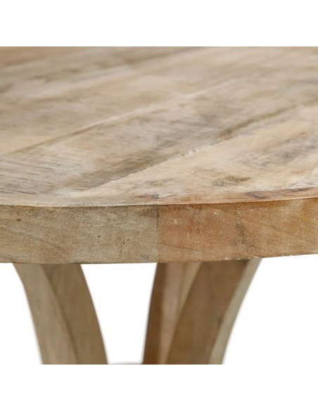 Mesa redonda colonial GAZA 85, madera mango blanco rozado