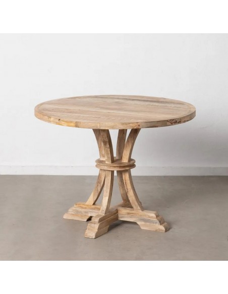 Mesa colonial redonda GAZA 100, madera mango blanco cepillado