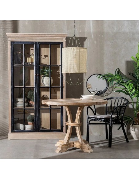 Mesa colonial redonda GAZA 100, madera mango blanco cepillado