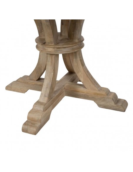 Mesa comedor redonda colonial GAZA 120, madera mango blanco cepillado