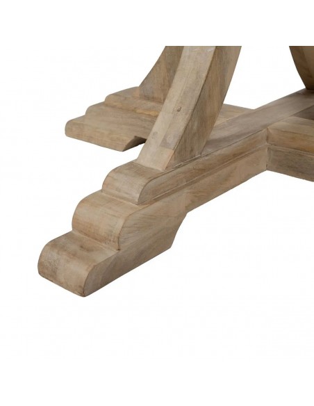 Mesa comedor redonda colonial GAZA 120, madera mango blanco cepillado