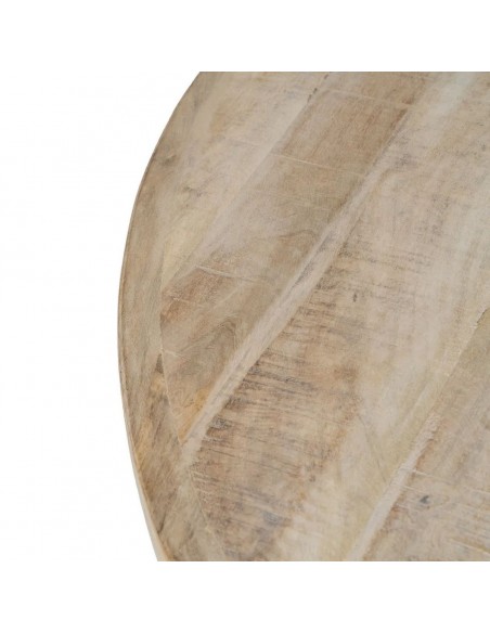 Mesa rústica redonda de comedor GAZA 150, madera mango blanco cepillado