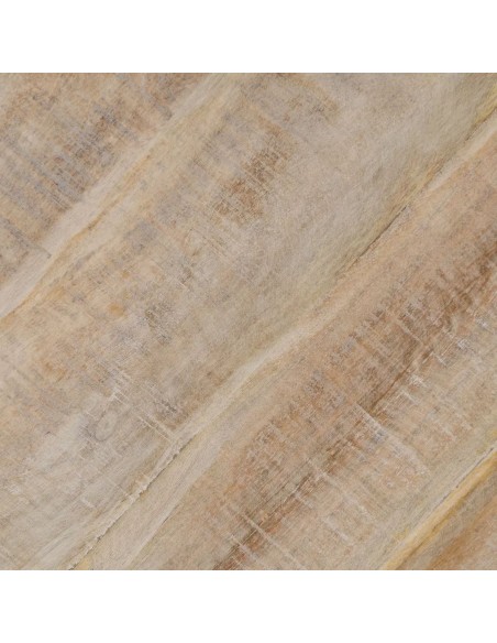 Mesa rústica redonda de comedor GAZA 150, madera mango blanco cepillado