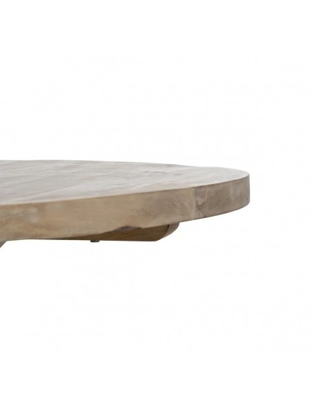 Mesa rústica redonda de comedor GAZA 150, madera mango blanco cepillado
