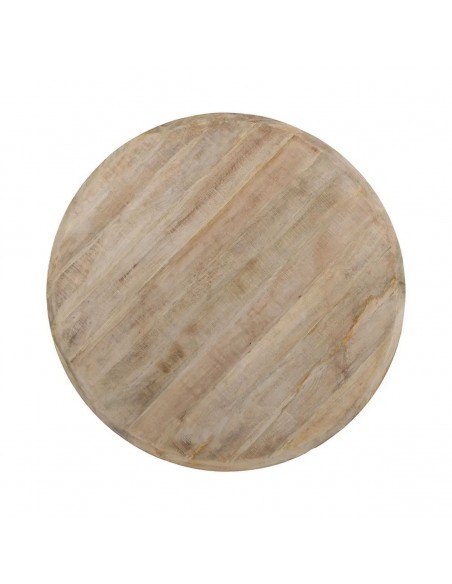 Mesa rústica redonda de comedor GAZA 150, madera mango blanco cepillado
