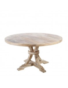 Mesa rústica redonda de comedor GAZA 150, madera mango...