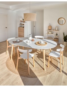 OAKLAND volta mesa extensível 120 (200) x 120, faia branca, 2