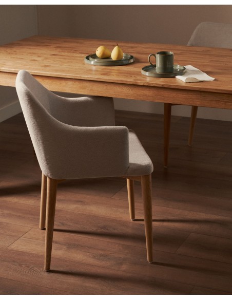 Mesa extensible ISBEL 140 (220) x 90, madera maciza de roble.