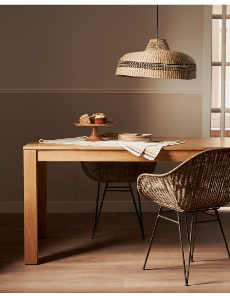 Mesa extensible ISBEL 140 (220) x 90, madera maciza de roble.