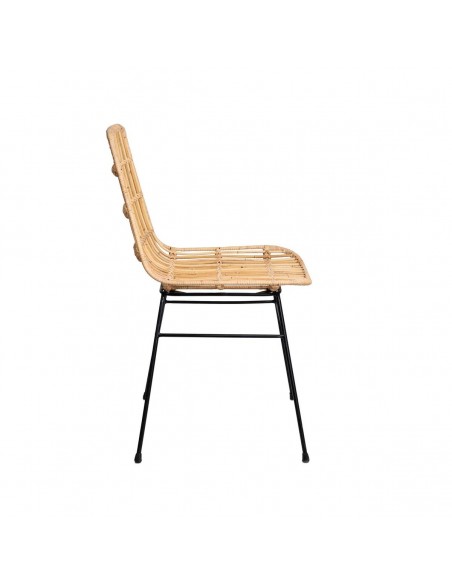 Silla LIONA de diseño en ratán natural estructura de metal negro