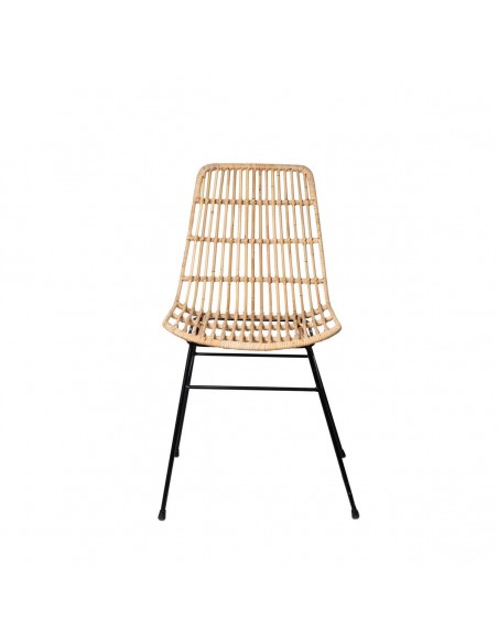 Cadeira design LIONA em estrutura de metal preto de rattan natural