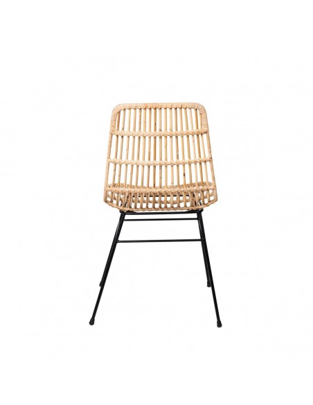 Cadeira design LIONA em estrutura de metal preto de rattan natural