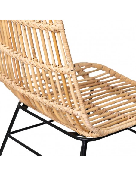Cadeira design LIONA em estrutura de metal preto de rattan natural
