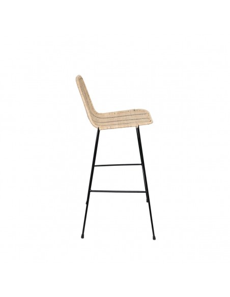 Banco CARLO 74 em rattan natural e metal preto