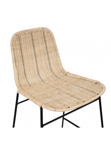 Banco CARLO 74 em rattan natural e metal preto