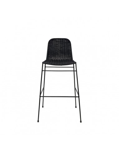 Banco CARLO 74 em rattan natural e metal preto