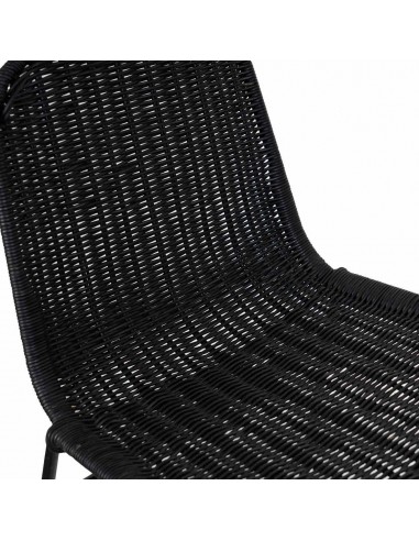 Banco CARLO 74 em rattan natural e metal preto