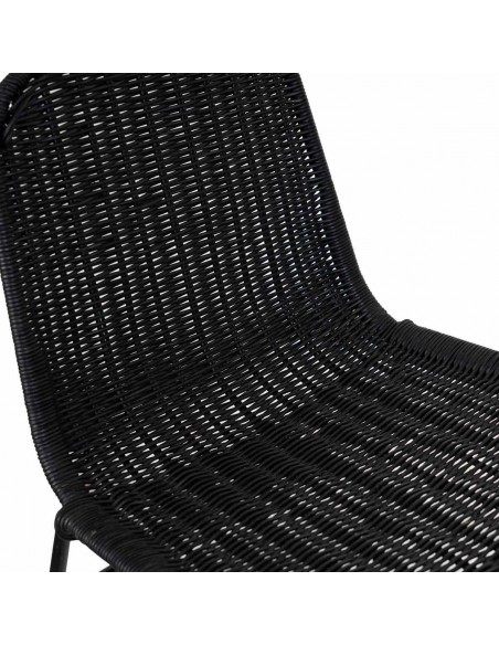 Banco CARLO 74 em rattan natural e metal preto