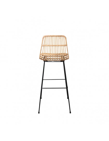 Banco de design GUIDO 77 em rattan natural e metal preto